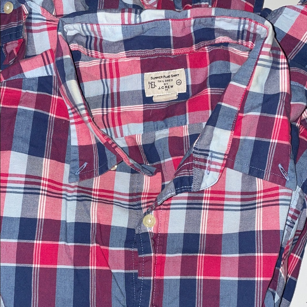 Vintage J Crew Summer Plaid Shirt - Red and Blue